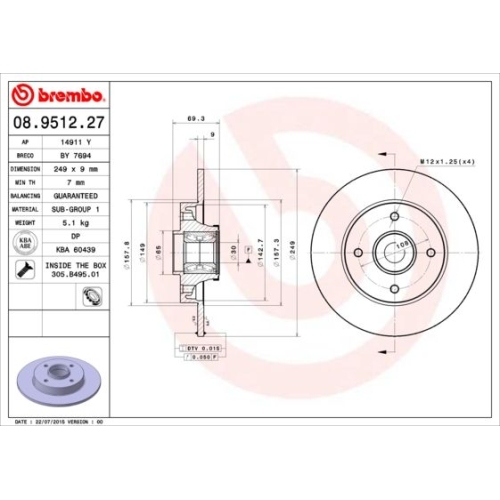 08.9512.27 BREMSSCHEIBE BREMBO  HA VP1 - ATU