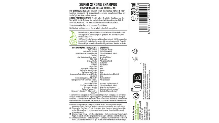 SANTE SUPER STRONG Shampoo 250 ml