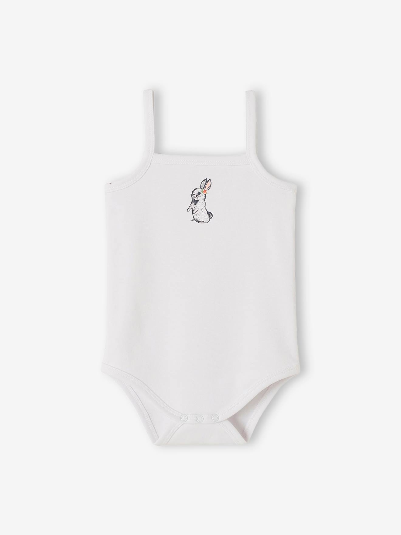 Lot de 3 bodies lapin fines bretelles bébé naissance lot rose grisé