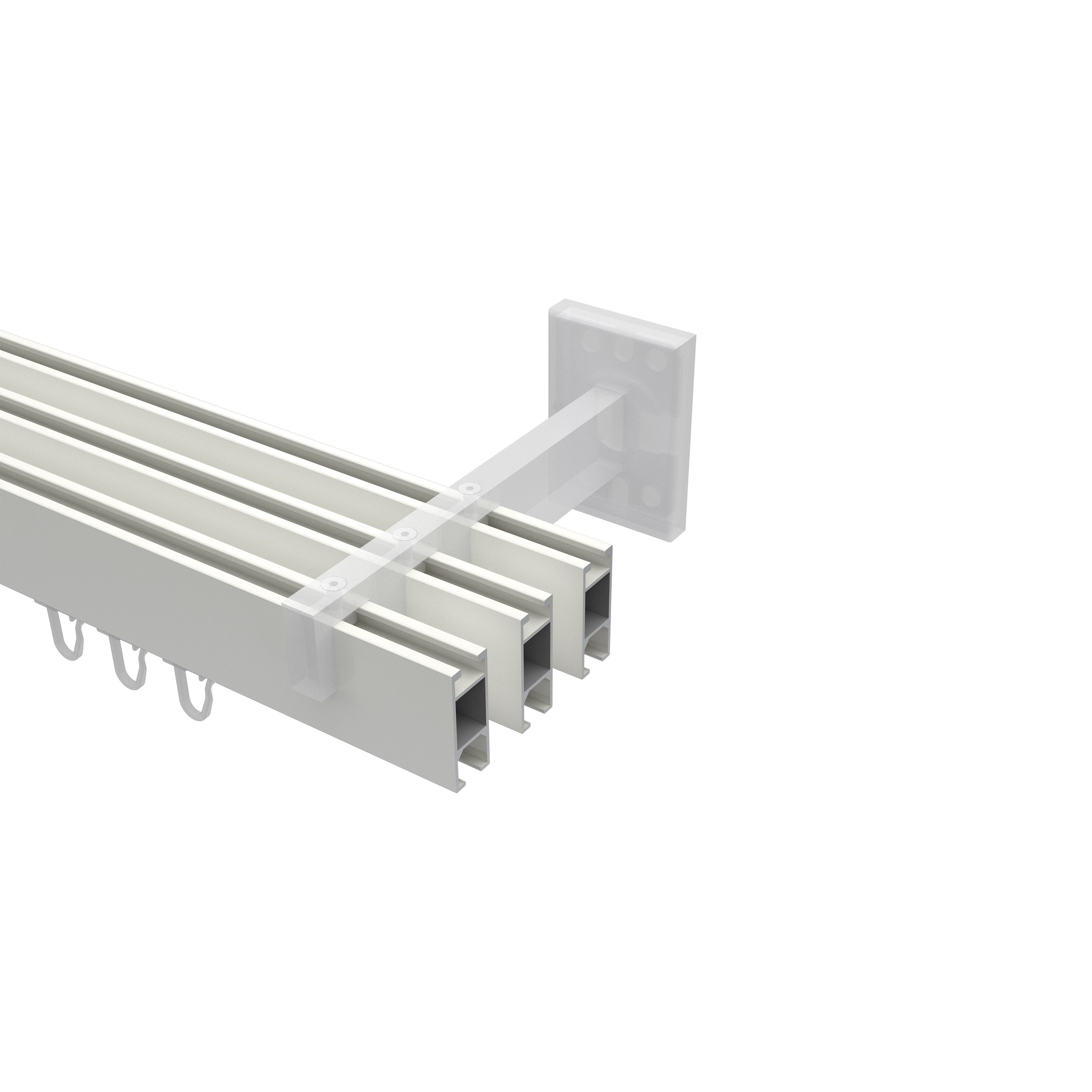 Gardinenstange Smartline Conex, INTERDECO, 3-läufig, 14x35 mm, eckig, Wandmontage, Weiß / Chrom