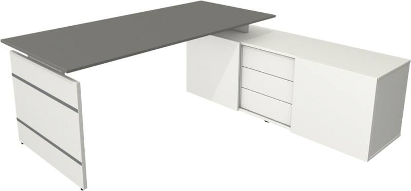 Kerkmann 11447150 Schreibtisch Form 4 L-Förmig Weiß 1950 x 1770 x 740 mm