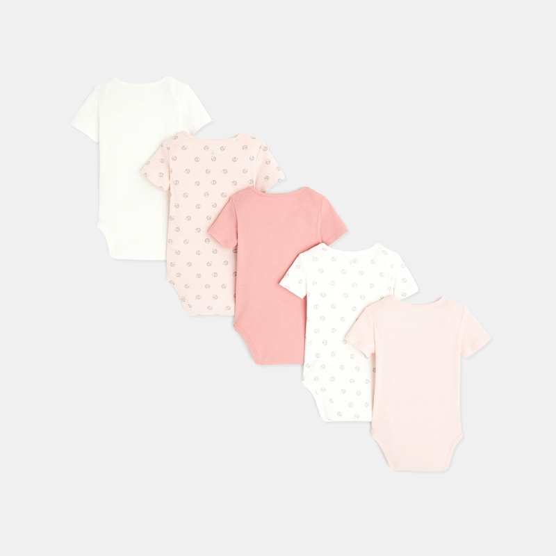 Body manches courtes col US (lot de 5) rose naissance