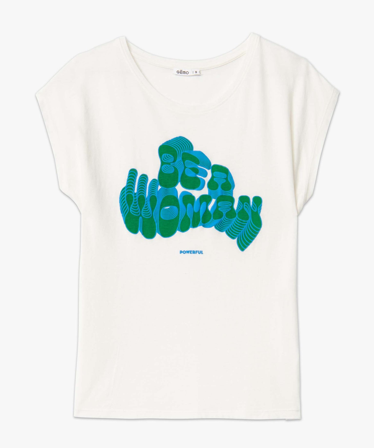 Tee-shirt femme loose à manches courtes et motif 70's ecru | GEMO