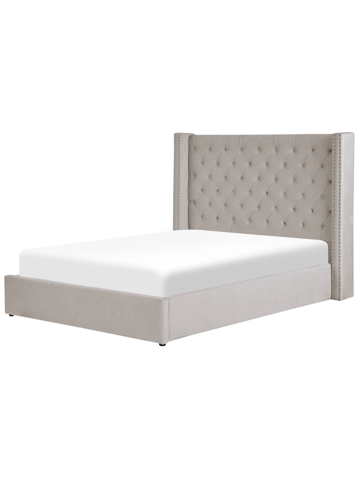 Beliani Doppelbett LUBBON in Grau - (W) 190 x (H) 144 x (L) 217 cm günstig kaufen onesize