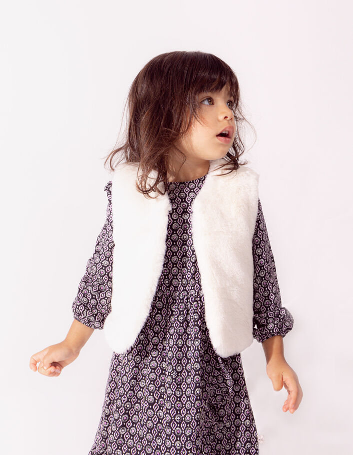 Gilet réversible doré et écru fourré bébé fille