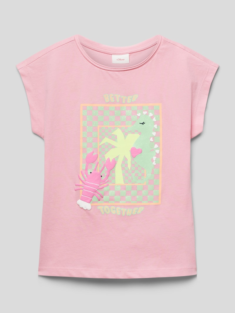 T-Shirt mit Motiv-Print in rosa