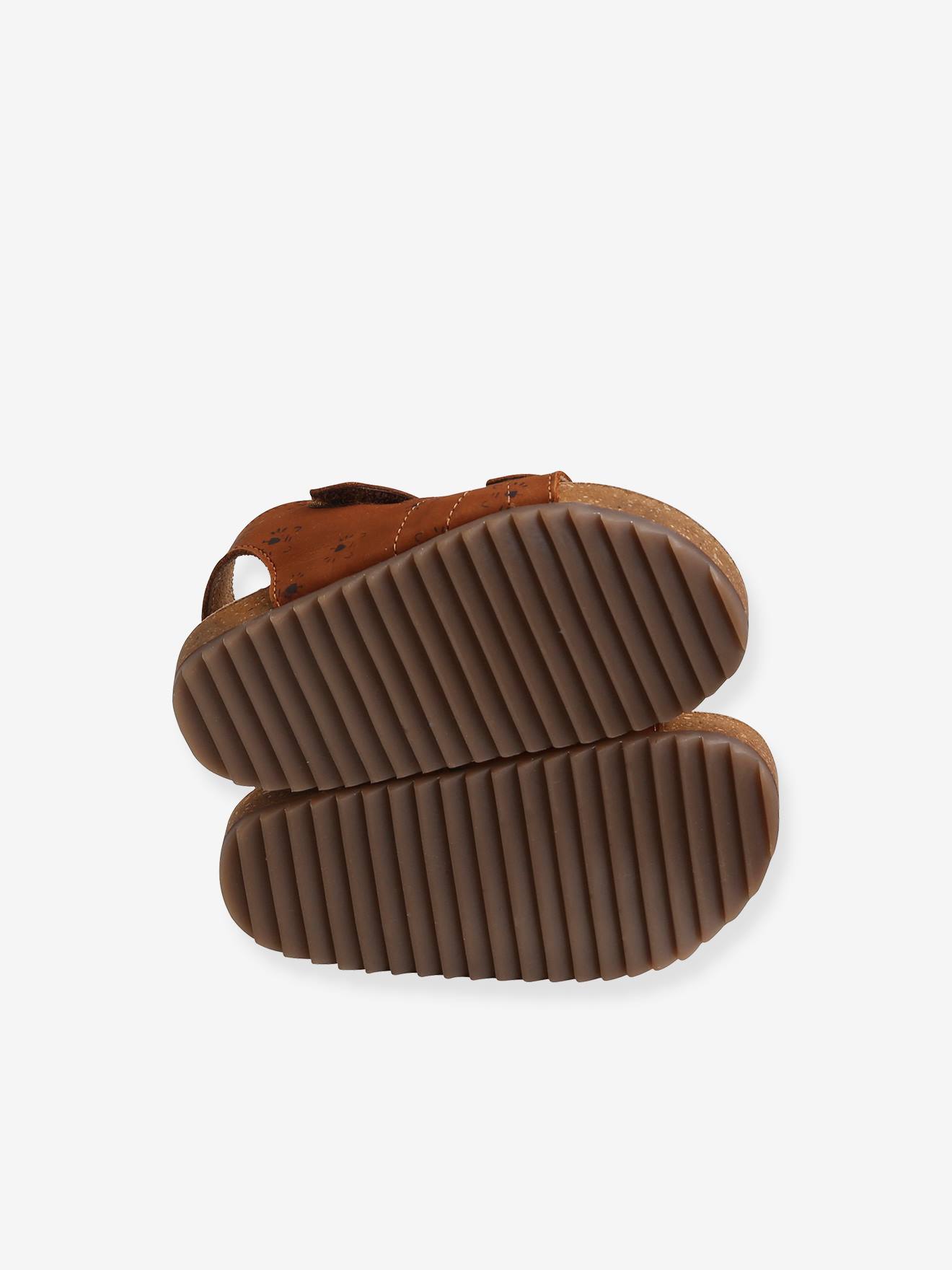 Sandales scratchées en cuir bébé garçon rouge
