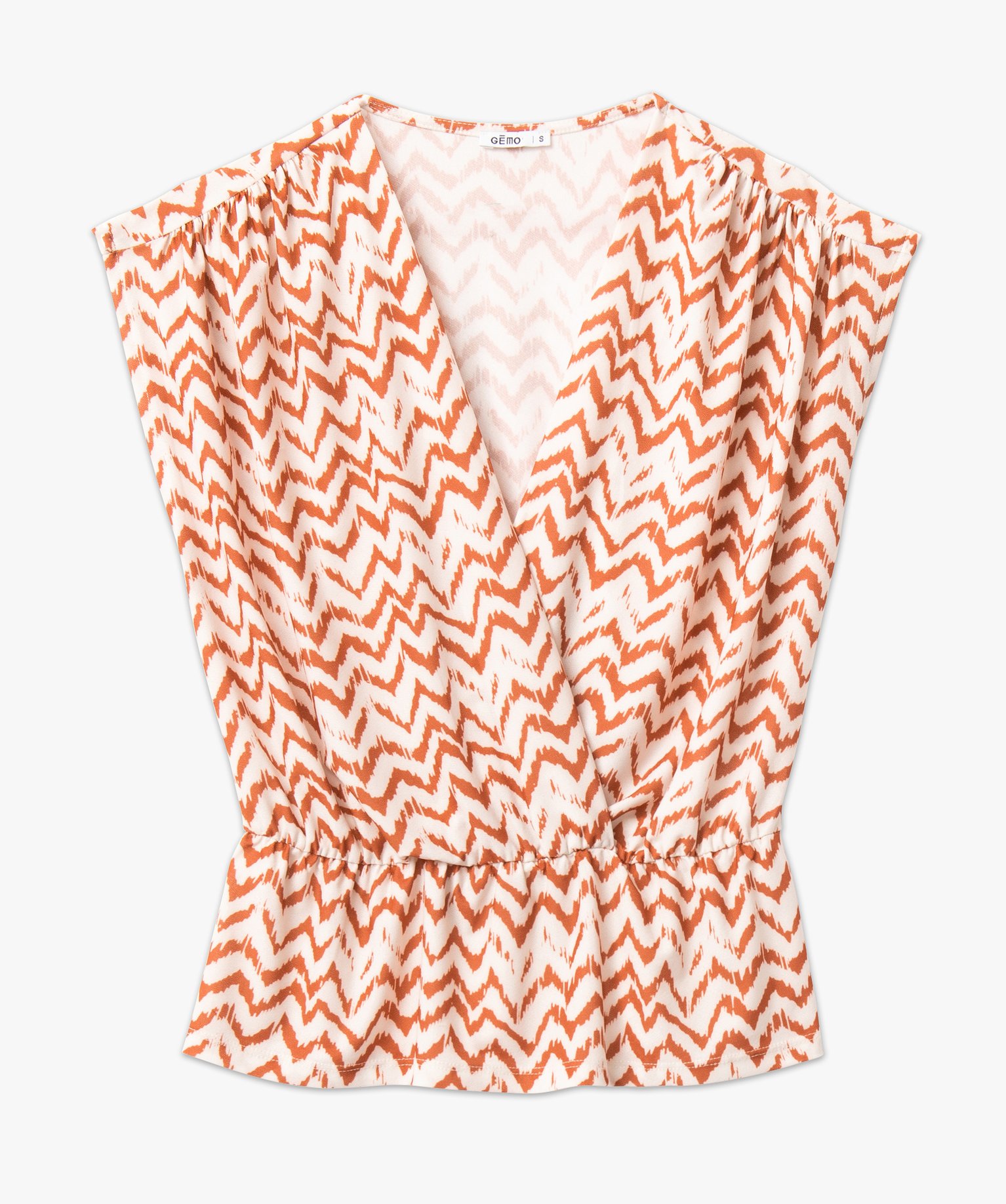 Tee-shirt à manches courtes forme cache-coeur femme imprime | GEMO