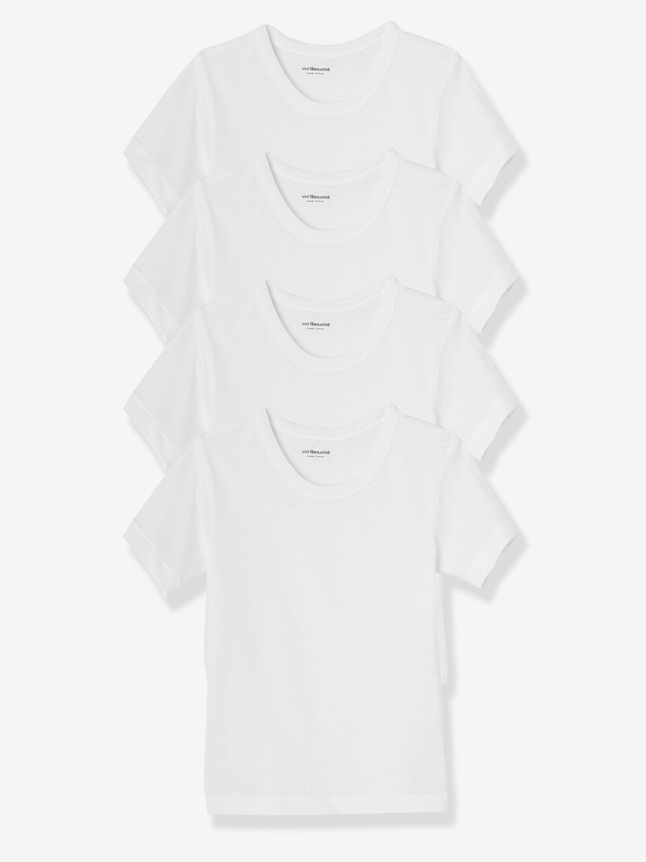 Vertbaudet 4er-Pack Kinder T-Shirts BASIC Oeko-Tex - weiß