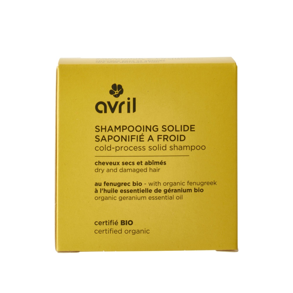 Avril Shampooing solide saponifié à froid Cheveux secs et abîmés 100g - Certifié bio Shampooing solide