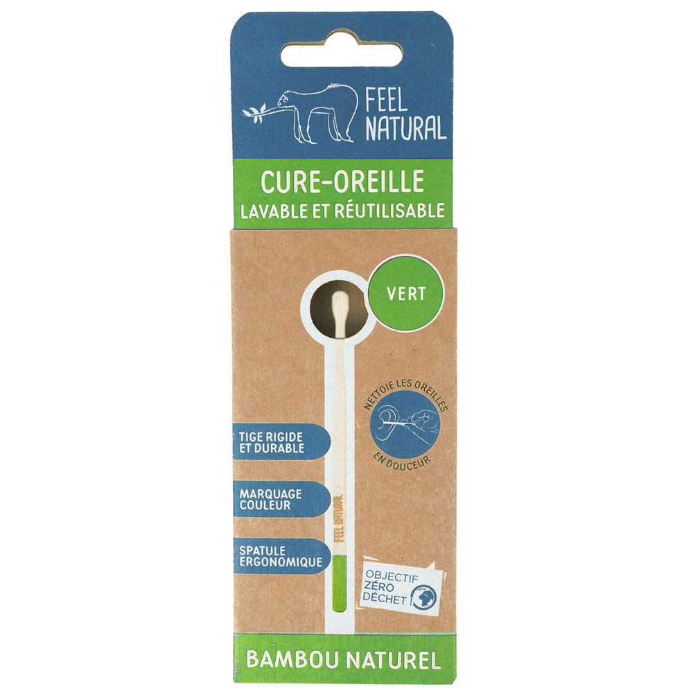 feel natural Cure-Oreilles en bambou 4 coloris aléato ires Cure-oreilles