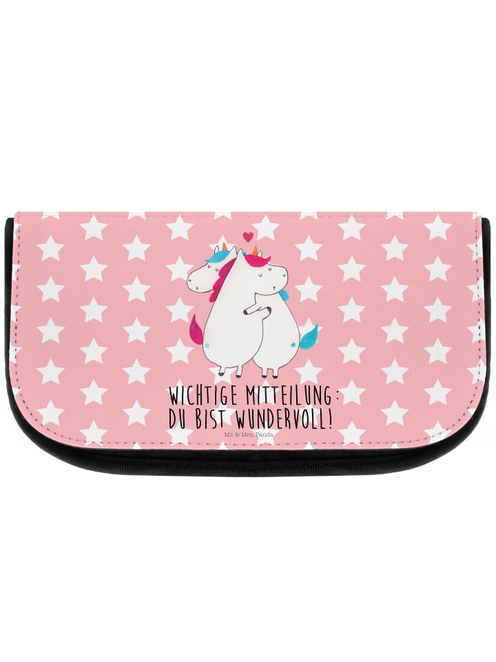 Mr. & Mrs. Panda Kosmetiktasche Einhorn Mitteilung mit Spruch in Rot Pastell günstig kaufen onesize