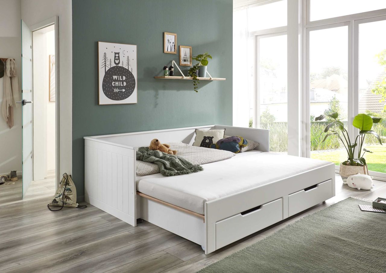Relita Funktionsbett Clara 90x 200 auf 180 x 200 cm Liegefläche ausziehbar u. 2 Schubladen
