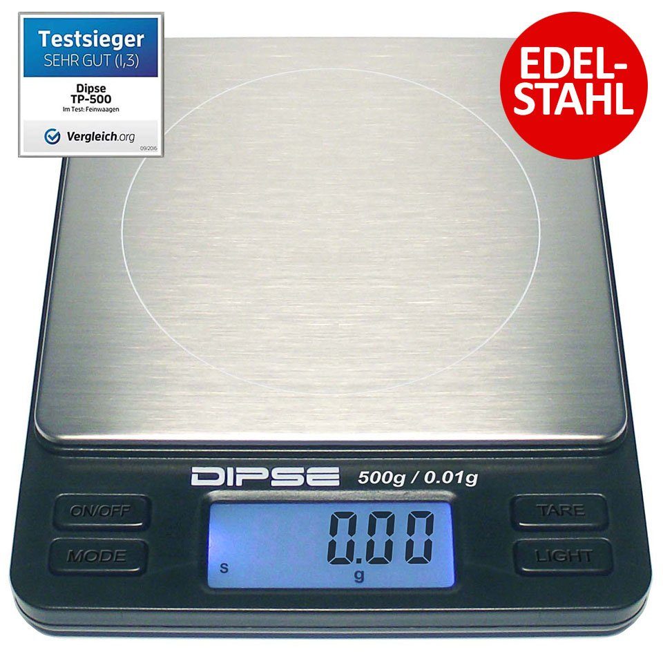 Dipse Küchenwaage TP-2000 Digitalwaage mit Auflösung 0,1 und Wiegelast von 2000g