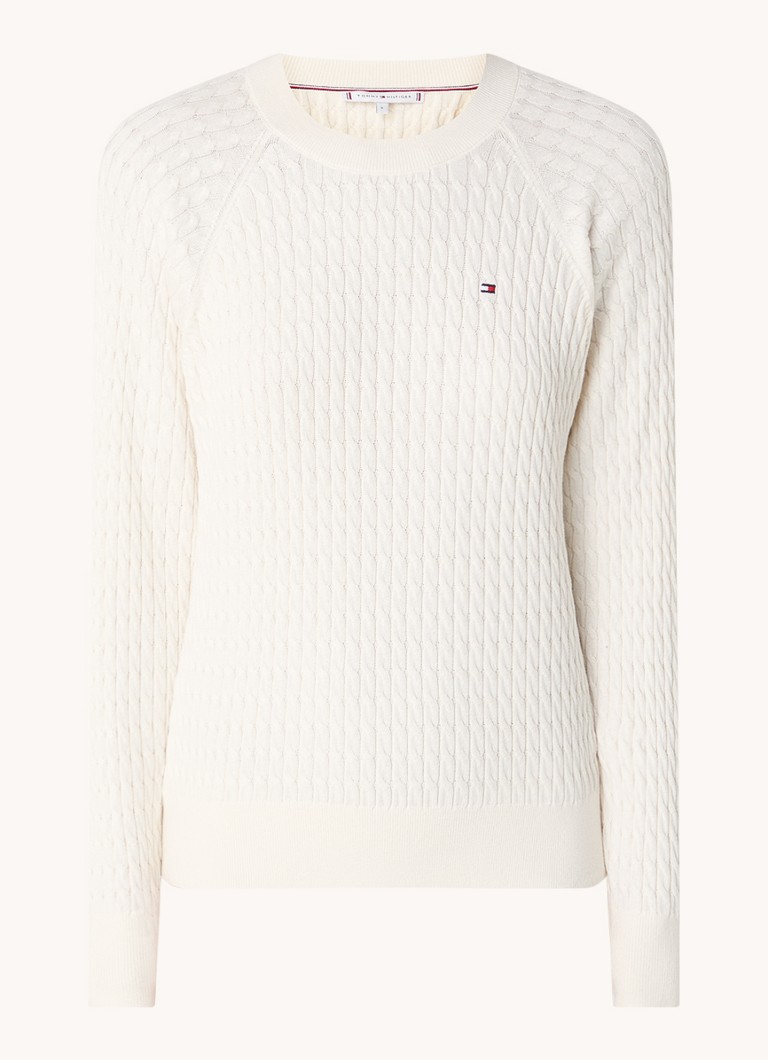 Pulover tricotat cu împletitură și logo Tommy Hilfiger