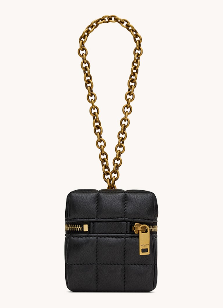 Geantă pătrată din piele de miel matlasată Saint Laurent Cassandre.