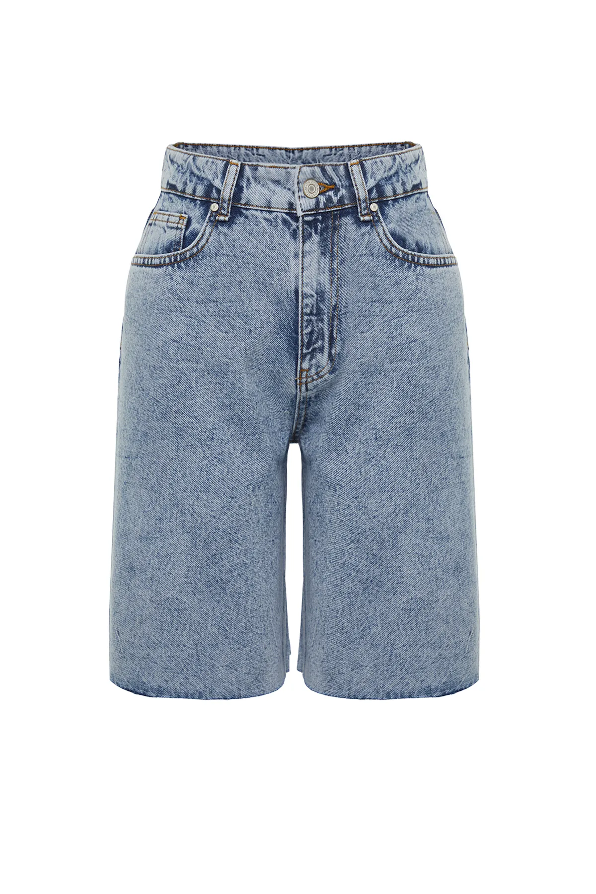Trendyol Collection  Hellblaue Jeansshorts mit hoher Taille und Bermuda TWOSS24SR00020