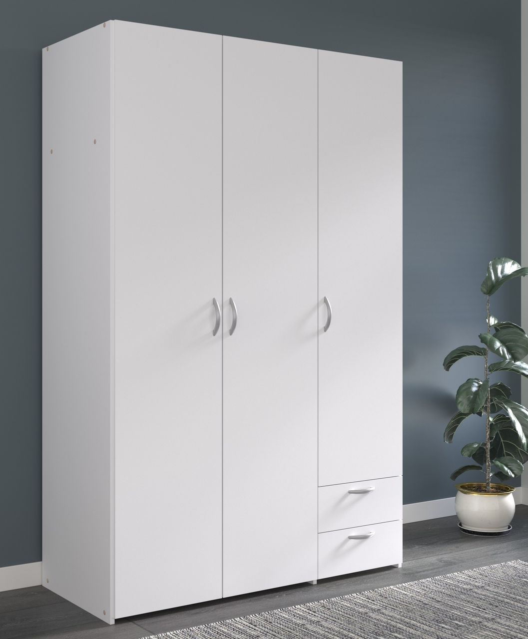 Parisot Kleiderschrank mit 2 Schubkästen - Daily, 3-trg., Weiss