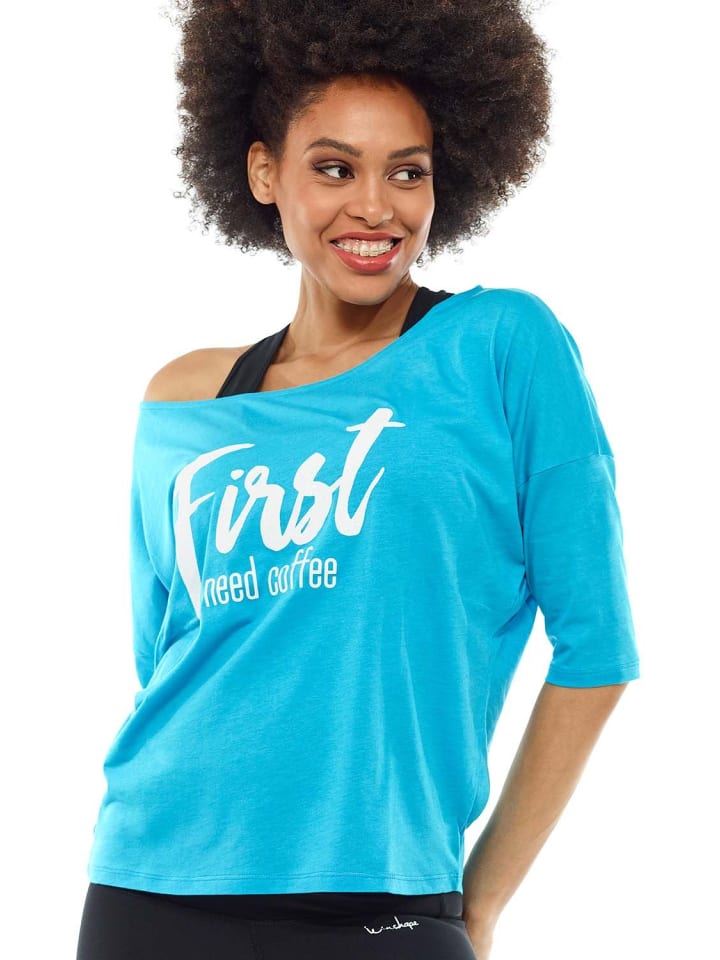 Winshape ¾-Arm Shirt Ultra Light mit Glitzer-Aufdruck MCS001 in sky blue/glitzer/weiß günstig kaufen
