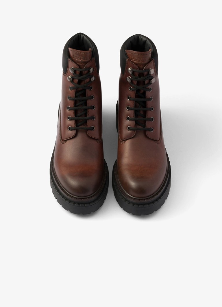 Prada  Re-Nylon veterboot van leer