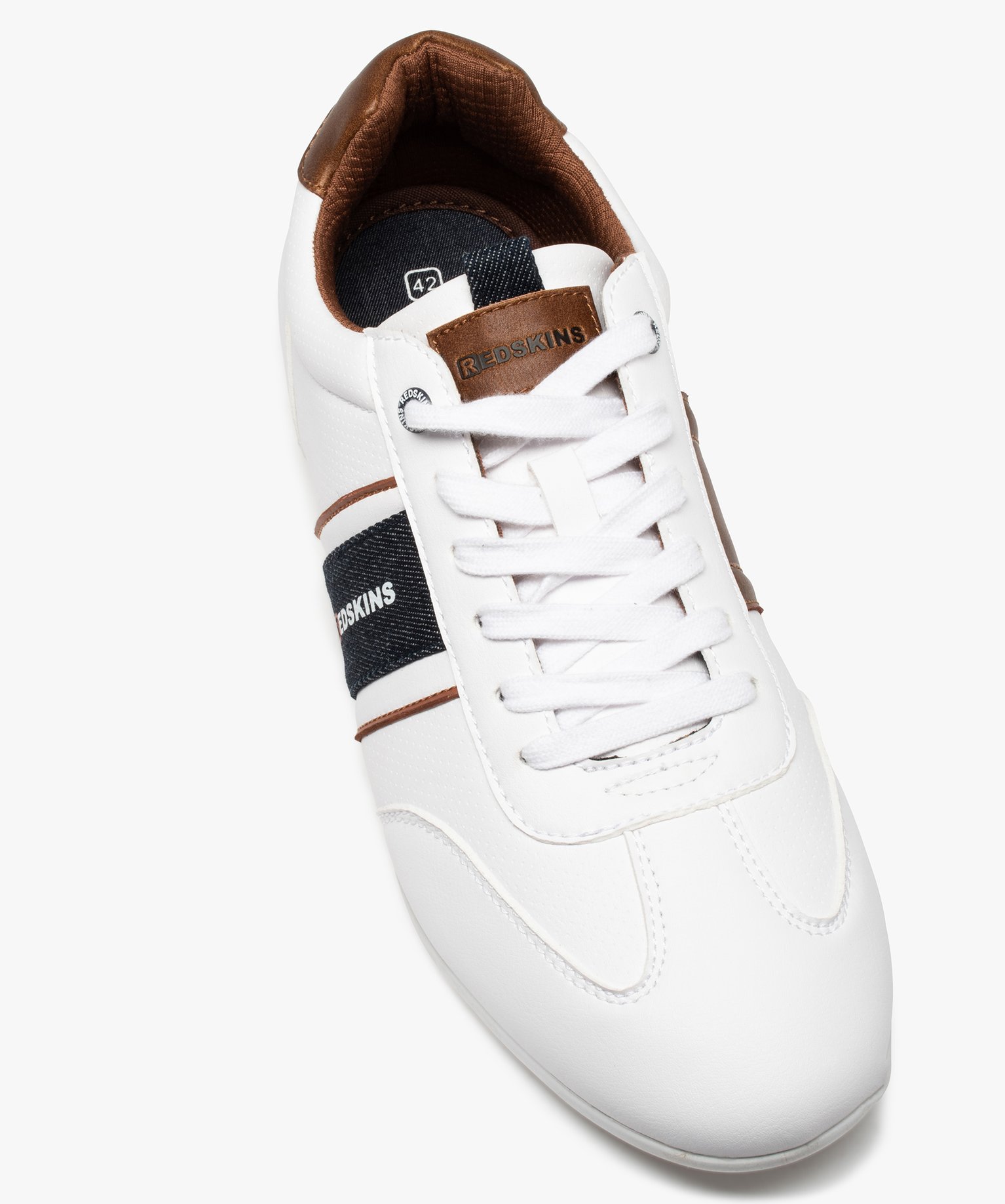Baskets homme à lacets et semelle fine - Redskins blanc | GEMO
