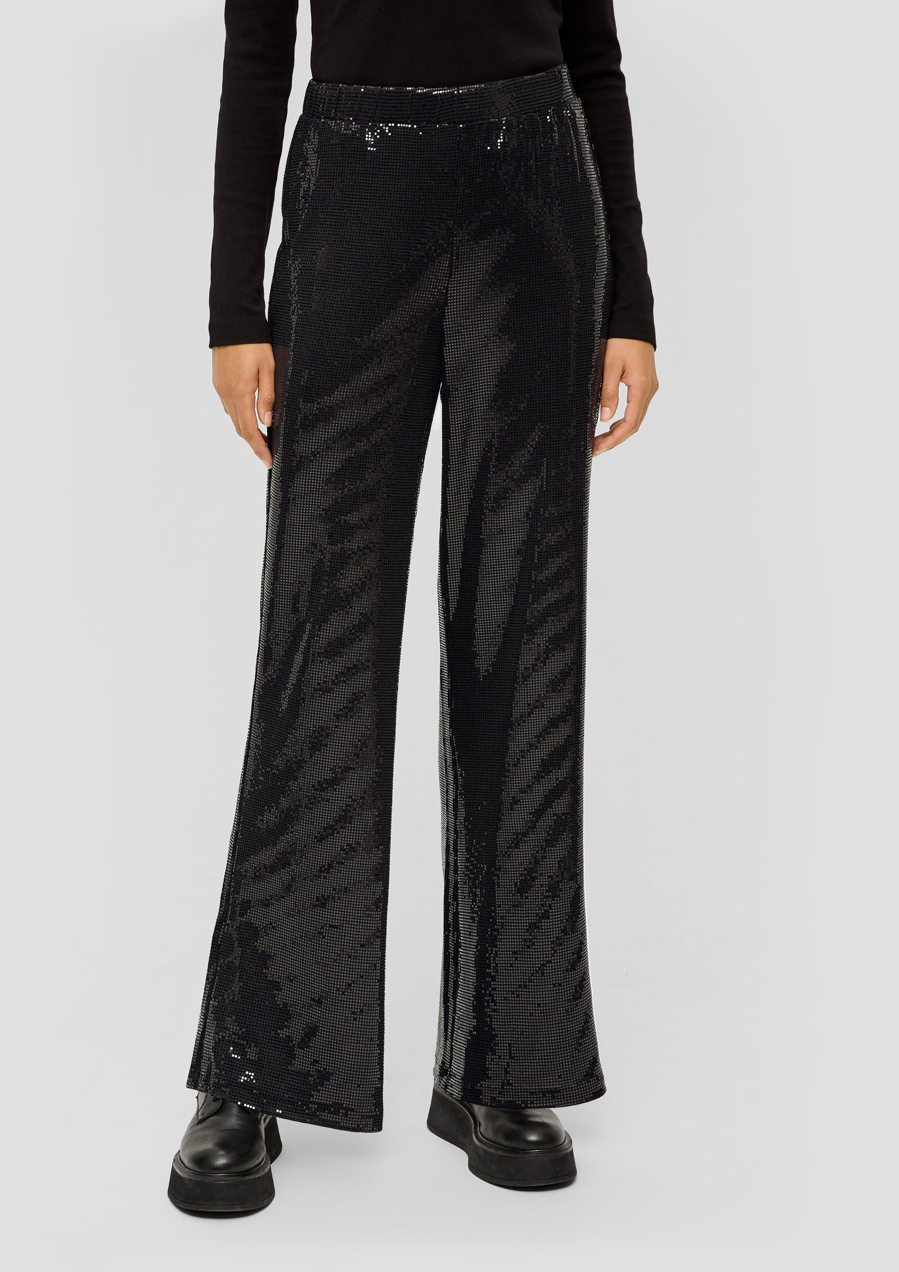 Regular: Pailletten-Hose mit Flared Leg  2138354-9999