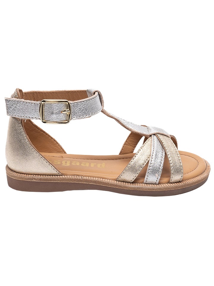 bisgaard Leder-Sandalen in Silber/ Gold günstig kaufen