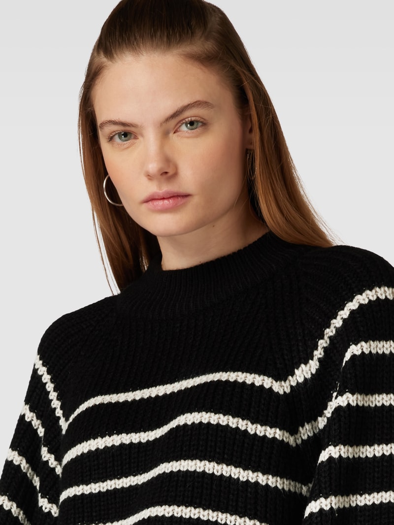 Strickpullover mit Streifenmuster Modell 'MIBA' in black