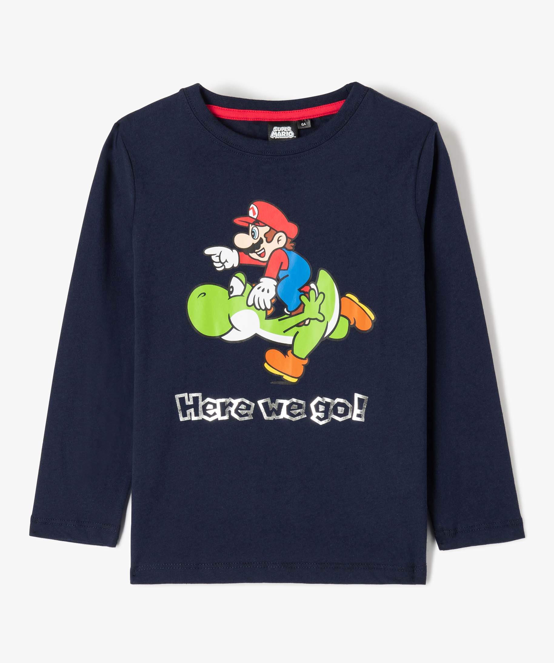 Tee-shirt Garçon à manches longues imprimé - Super Mario marine | GEMO