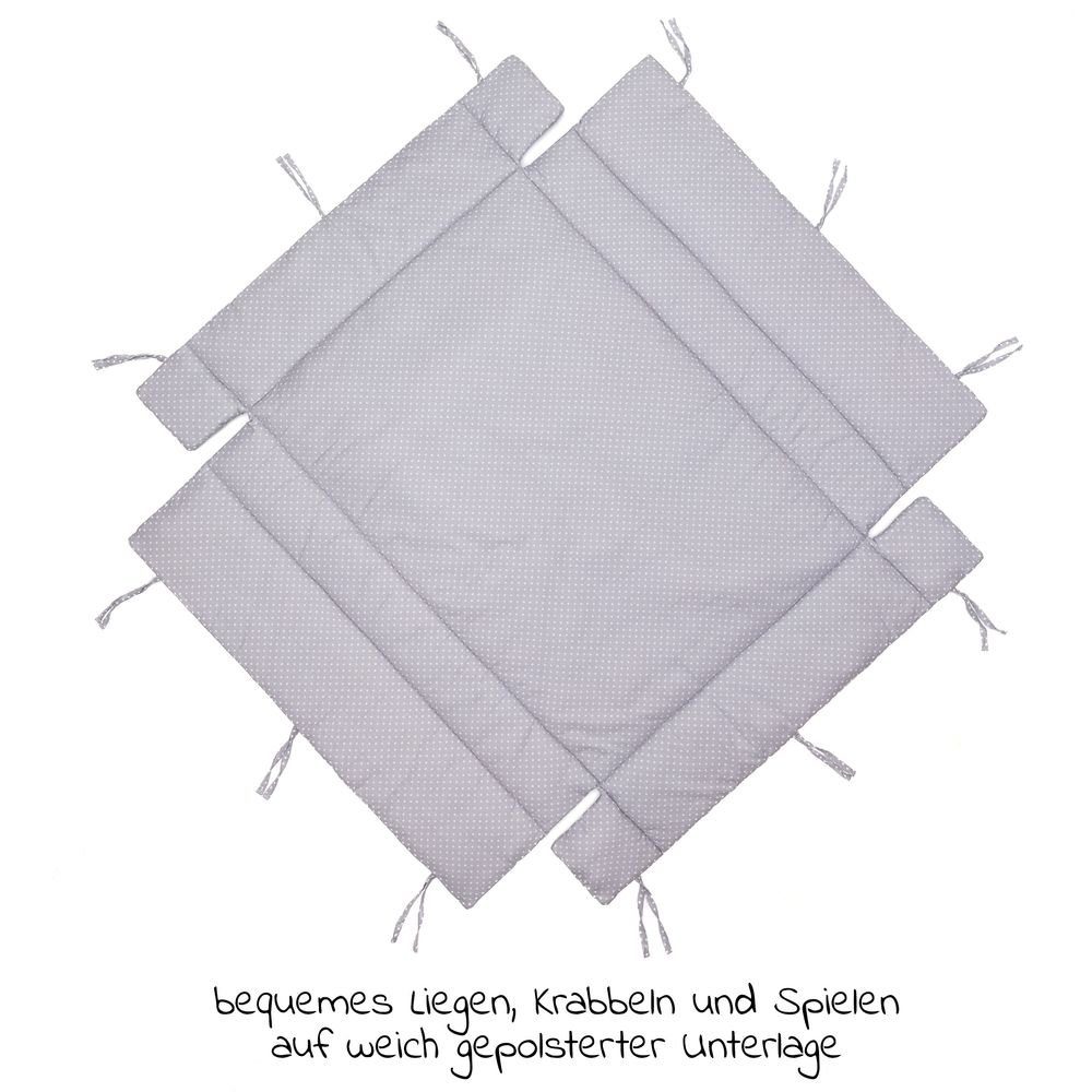 Fillikid Laufgitter kleine Punkte Exklusiv - Grau, Laufstalleinlage Flexi für Laufgitter mit 75 x 100 cm & 100 x 100 cm