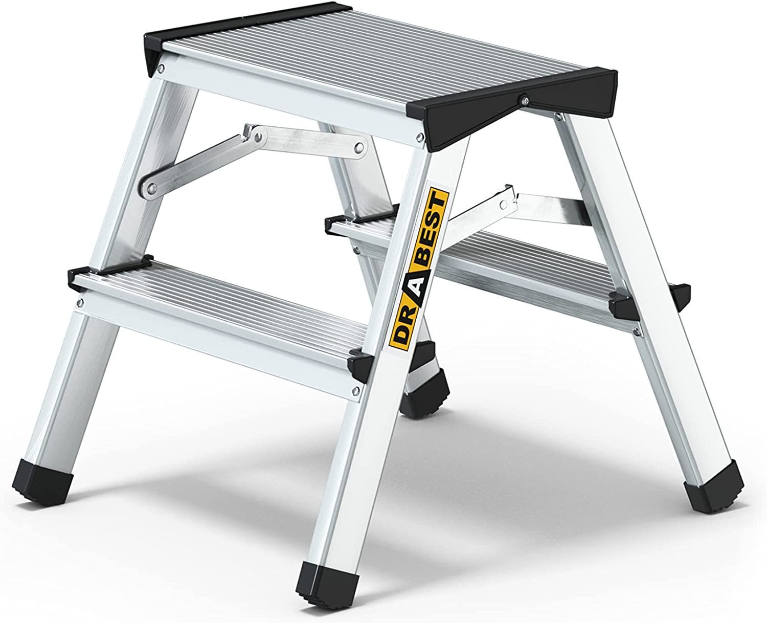 nm_trade Doppelleiter Aluleiter Doppelleiter Trittleiter Stehleiter Klapptritt Zweiseitige, Aluminium, Belastung beträgt 125 Kilogramm, rutschfeste Füße, leicht