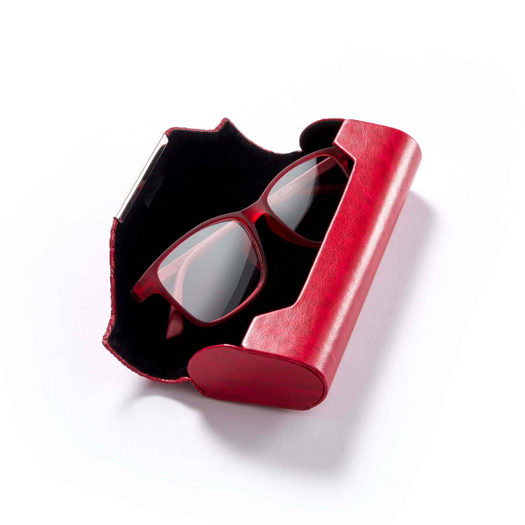 FEFI Brillenetui in Relief-Leder-Optik mit Chrom-Applikation (Hardcase), inklusive Mikrofasertuch