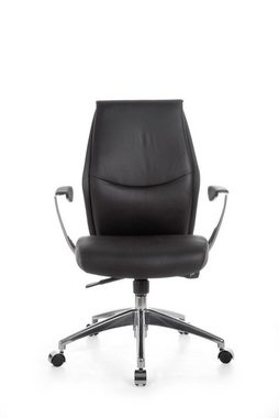 Amstyle Chefsessel SPM1.142 (Echtleder Schwarz, Bürostuhl XXL 120 kg Modern), Schreibtischstuhl Drehbar, Drehstuhl mit Armlehne