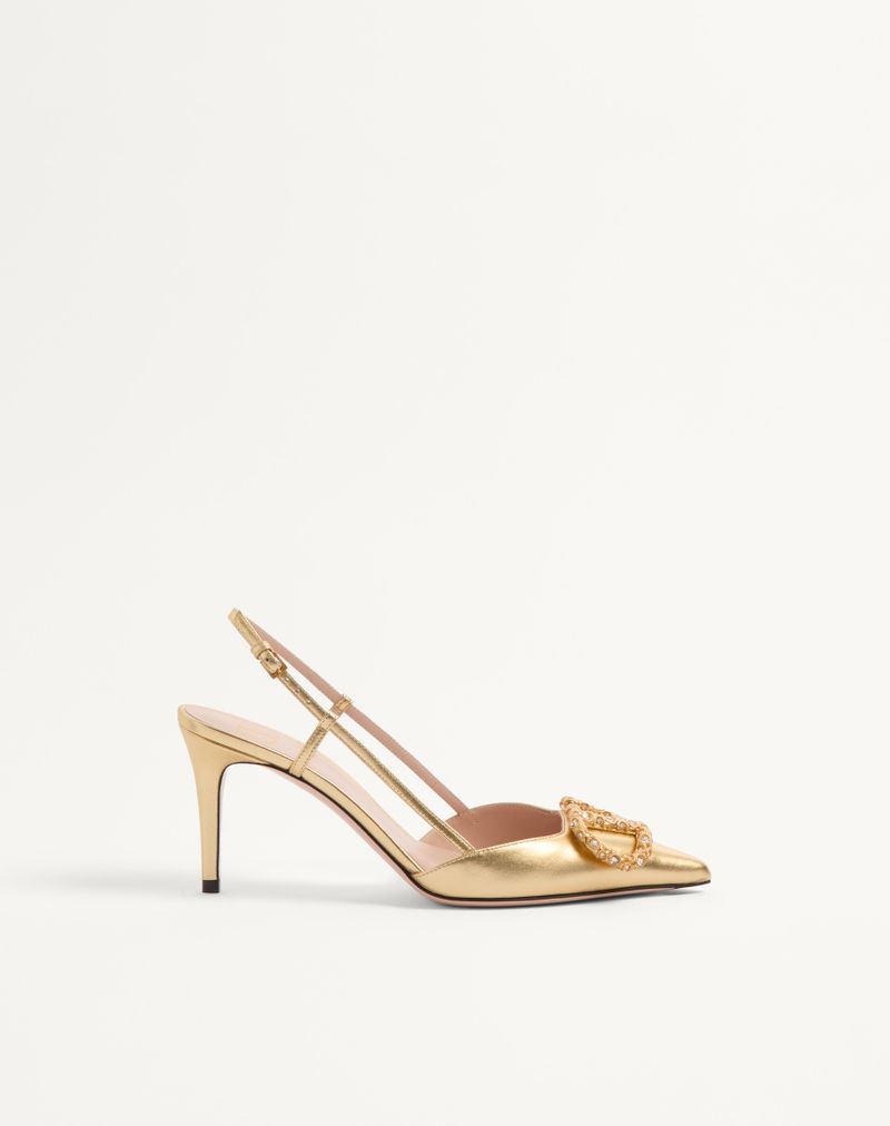 Bomba Slingback VLogo Signature em napa laminada de 80 mm