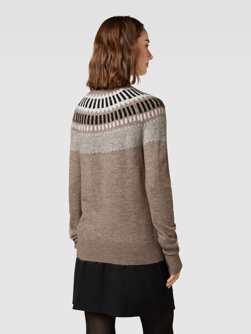 Strickpullover mit Rundhalsausschnitt in taupe meliert