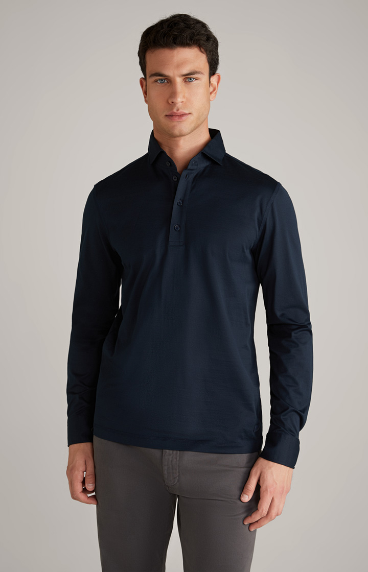Langarm-Poloshirt Baldwin in Dunkelblau