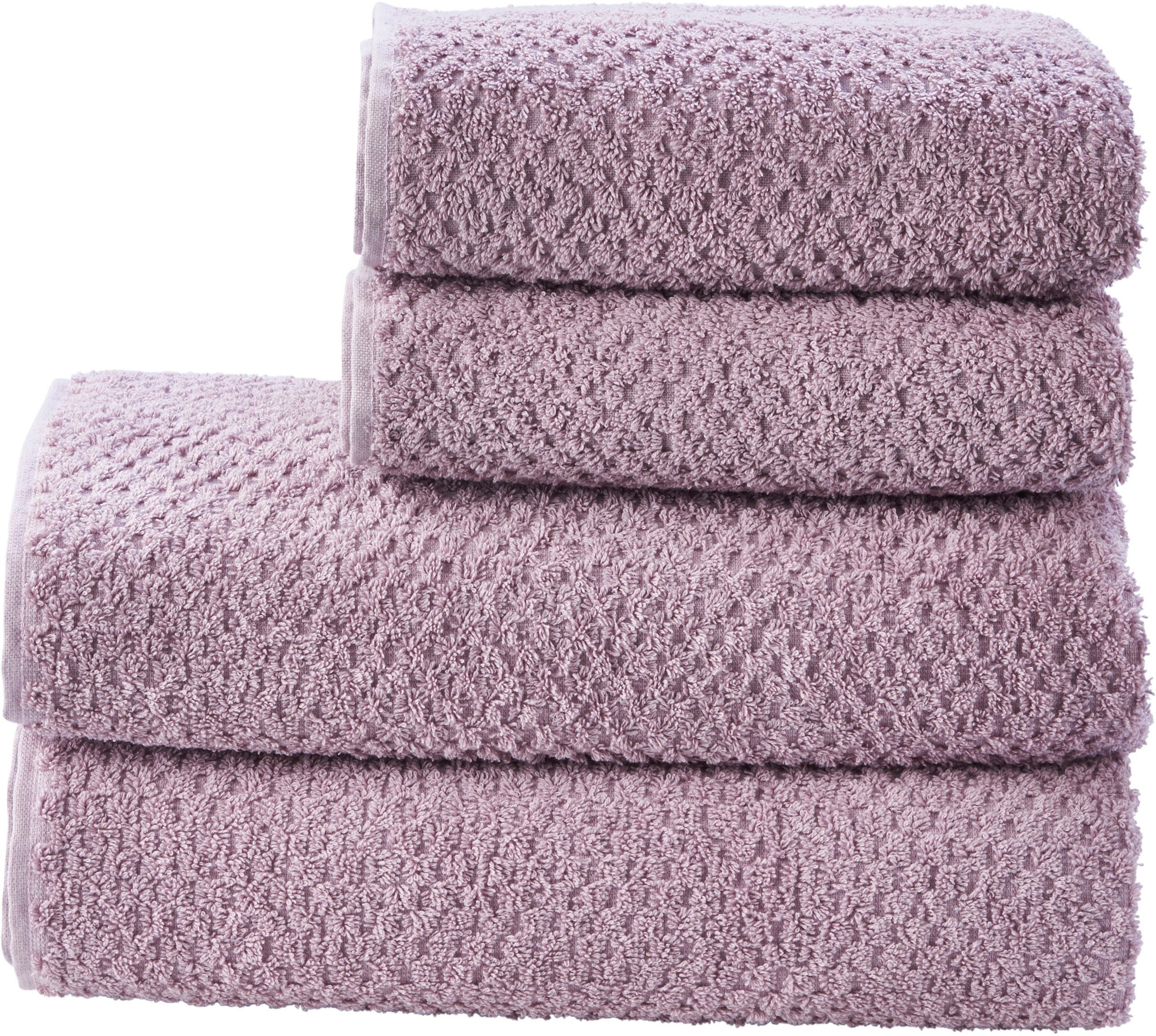 done.® Handtuch Set Provence Honeycomb, Walkfrottier, (Set, 4-tlg), Uni Farben, Waben-Optik, verschiedene Set Varianten erhältlich