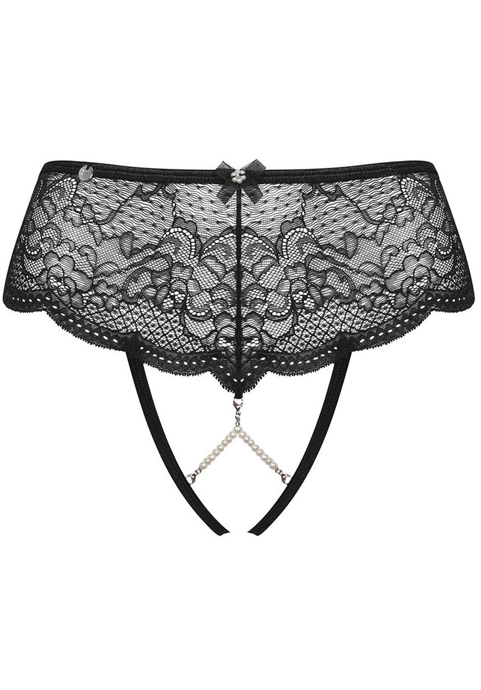 Obsessive Tanga Pearlove sexy Tanga mit offenem Schritt und mit Perlen ouvert Spitze - schwarz
