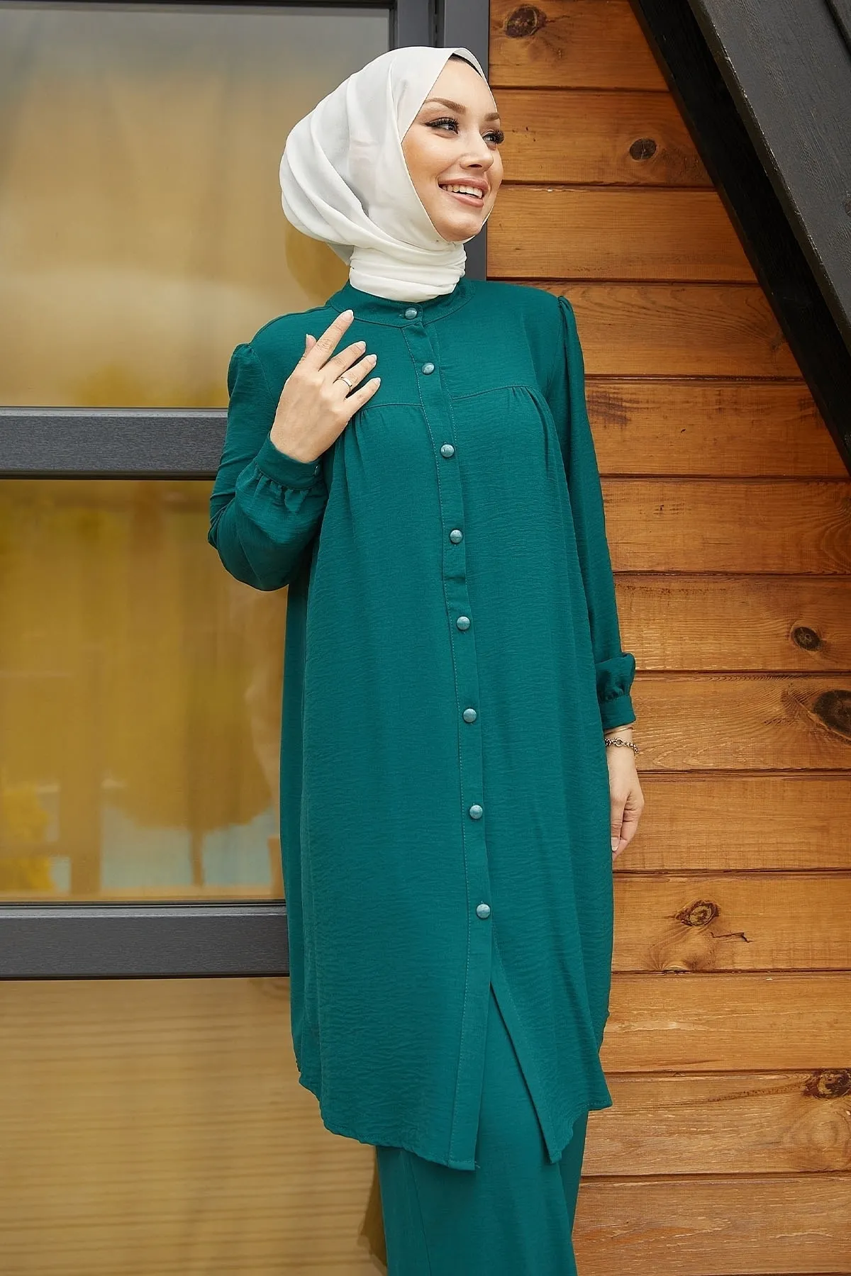 InStyle  Arfa Ayrobin Casual Set mit Knöpfen - Petrolgrün