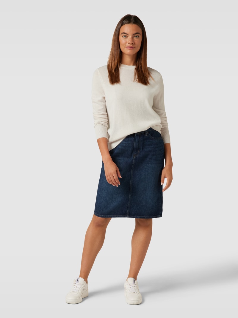 Kaschmirpullover in Strick-Optik mit Rundhalsausschnitt in offwhite