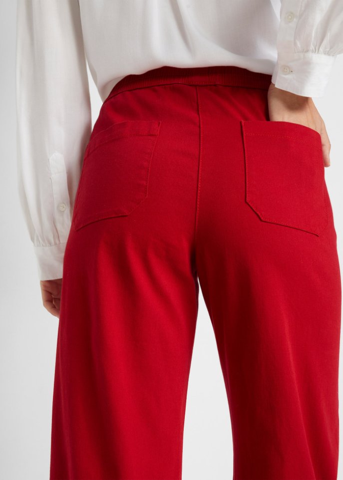 Twillhose mit ausgestelltem Bein und High-Waist-Bequembund