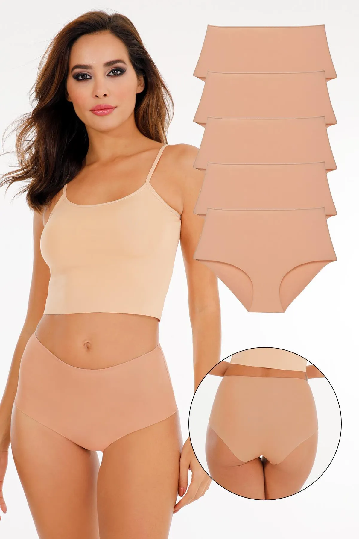 Sensu  5-teiliges Höschenset mit Laserschnitt und hoher Taille für Damen (BELI-Elasthan) - KTS2035