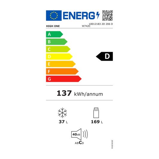 High One 2-Deurs Koelkast 206L - 2D 206 D W742C
