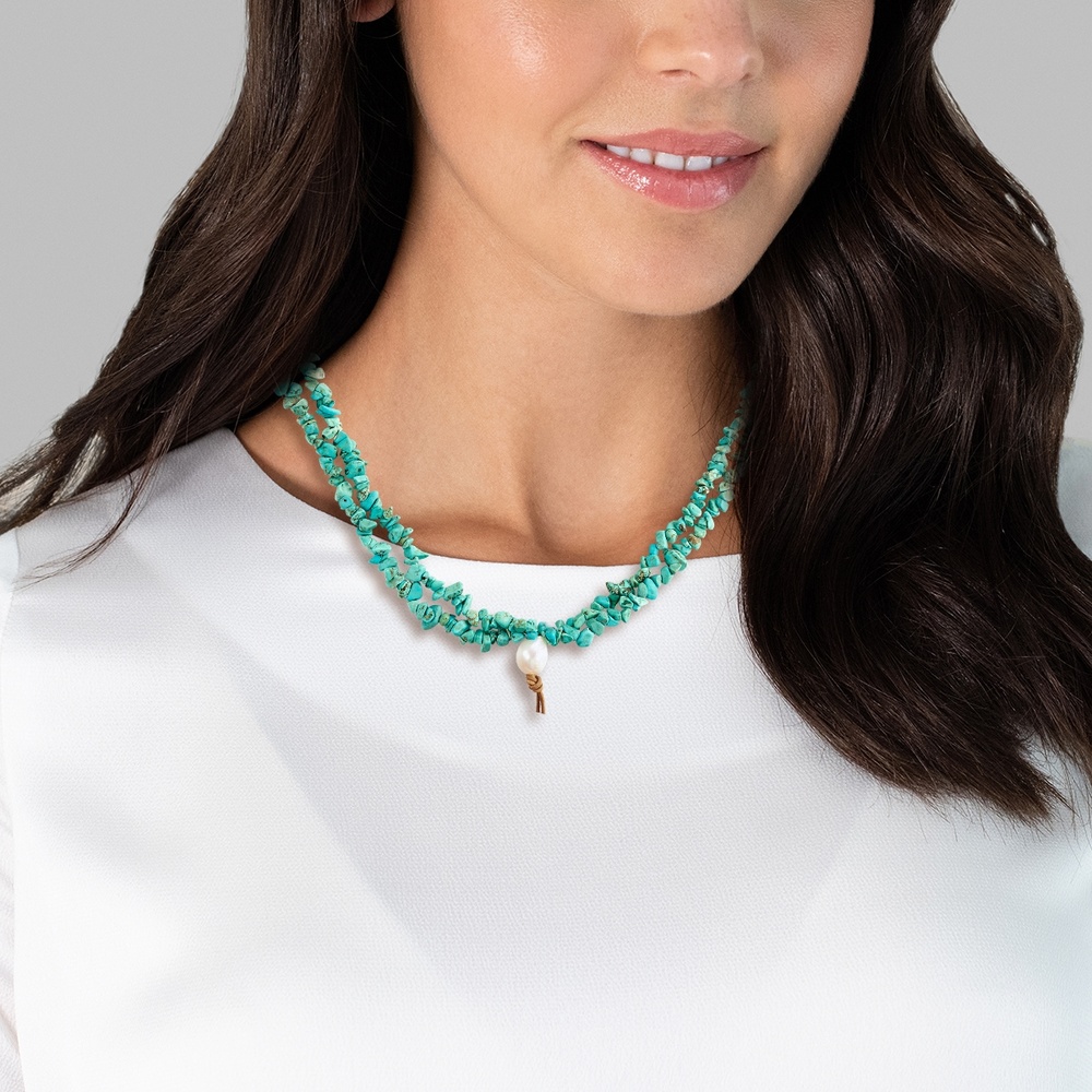 Valero Pearls Collier de pierres précieuses Turquoise reconstituée Turquoise reconstituée Perle collier