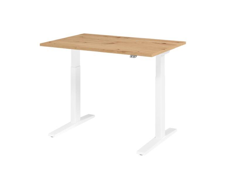 Hammerbacher Sitz-Steh-Arbeitsplatz XMKA12 Aspen Eiche Silber