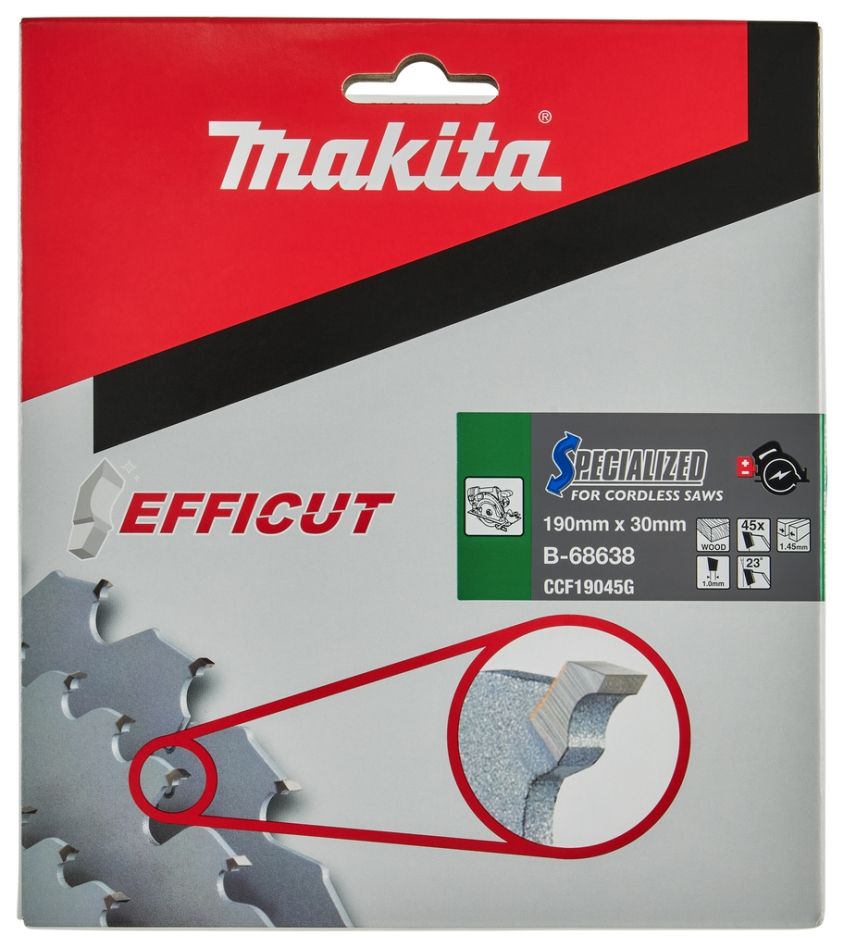 Makita Tilbehør B-68638 Sirkelsagblad Tre Efficut 190 x 30 x 1,45 45T