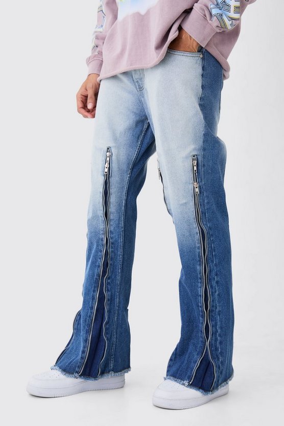 Lockere Schlagjeans mit Reißverschluss
