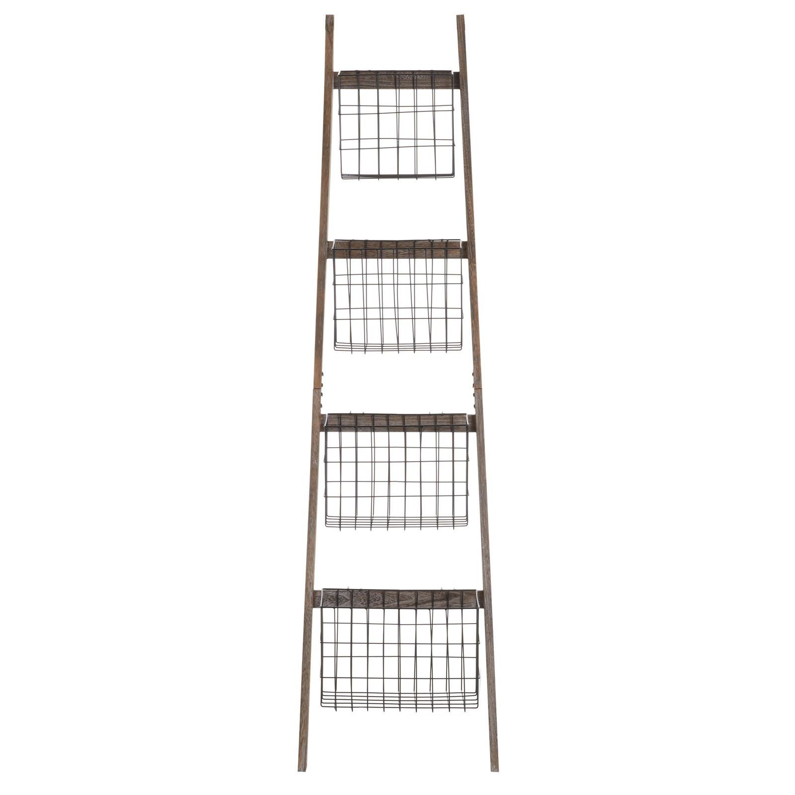 CARO-Möbel Dekoleiter FLORISTA, Leiterregal Dekoleiter für Garten Wohnzimmer Blumenleiter mit 4 Metal