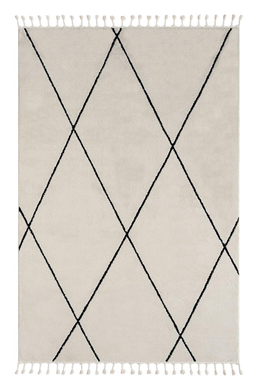 MyFlair Teppich Moroccan Calm, 200 cm x 290 cm, Farbe weiß, rechteckig, Florhöhe 19mm