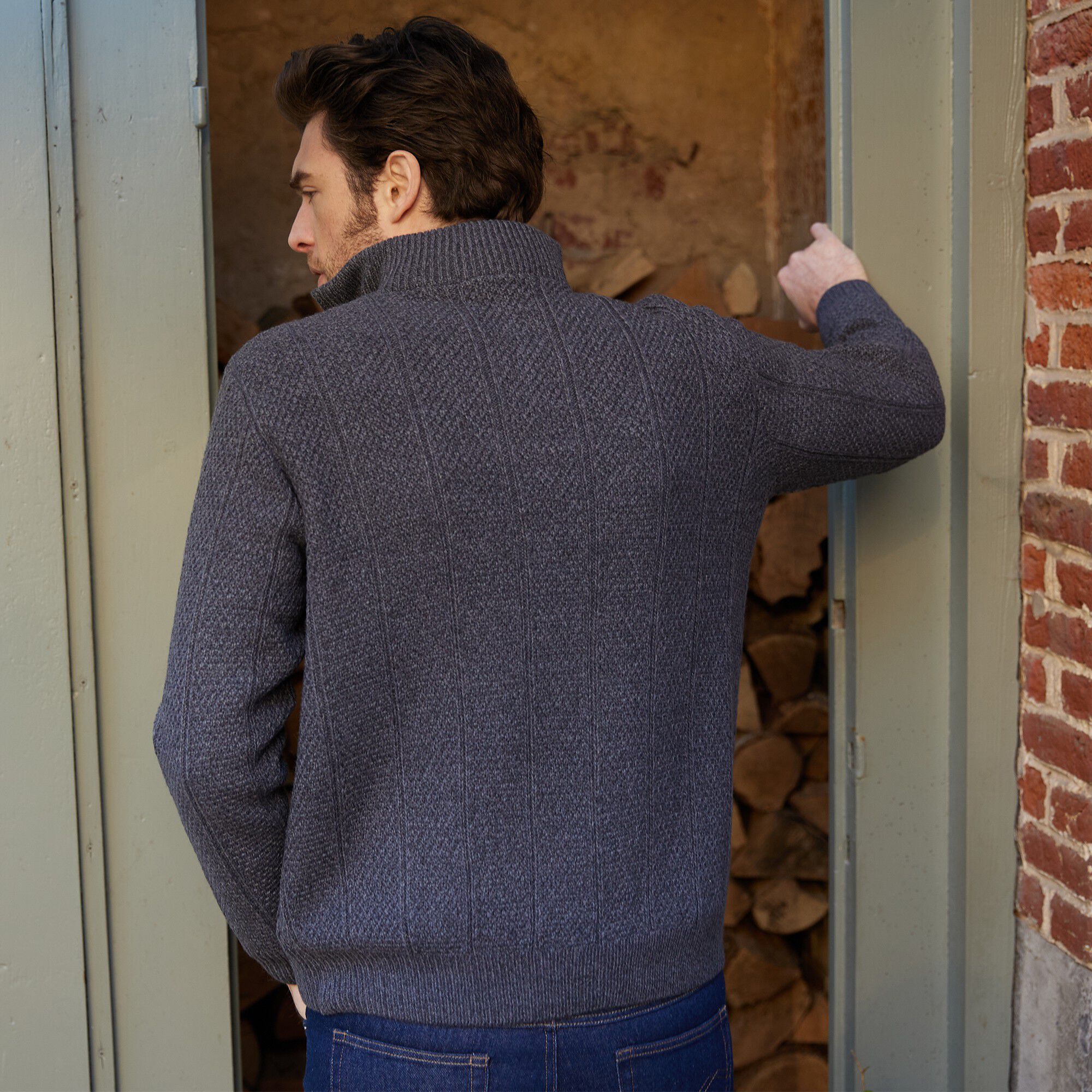 Pull col camionneur maille irlandaise